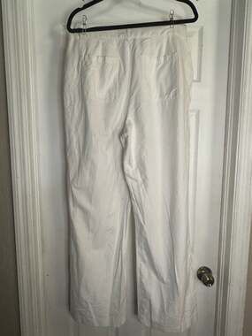 Calvin Klein White Wide Leg Cotton Rayon Blend Trousers Size 12